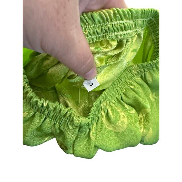 Vintage neon green all over moon print silky pants - Picture 2 of 6